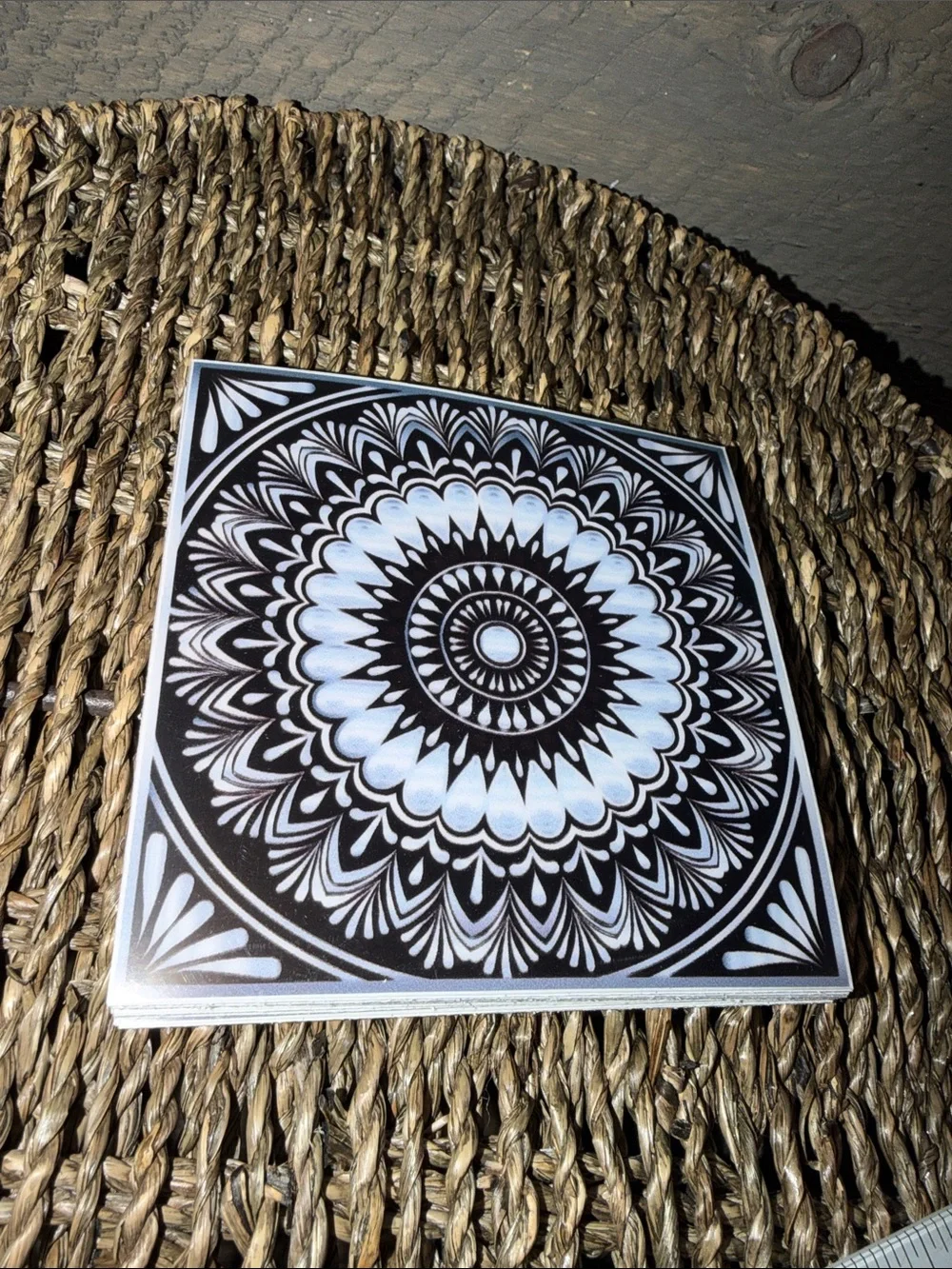 Set of 15 Black & White Mandala Decorative Tiles Peel & Stick Art Decals 4